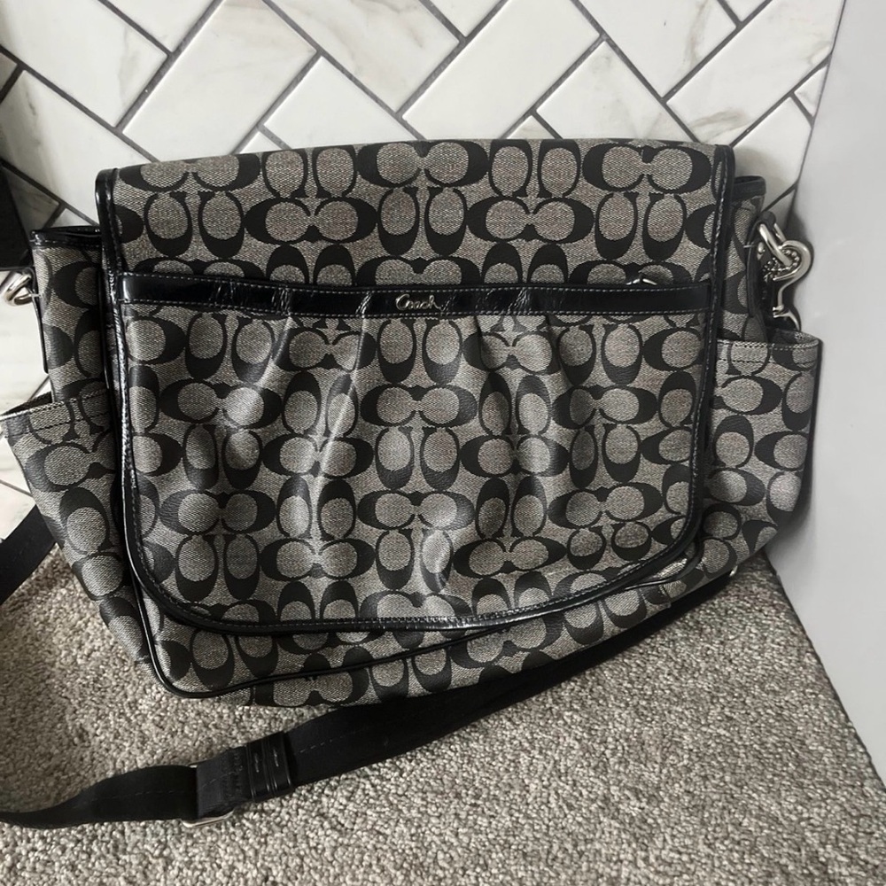 Coach Signature Black and Gray Messenger Bag